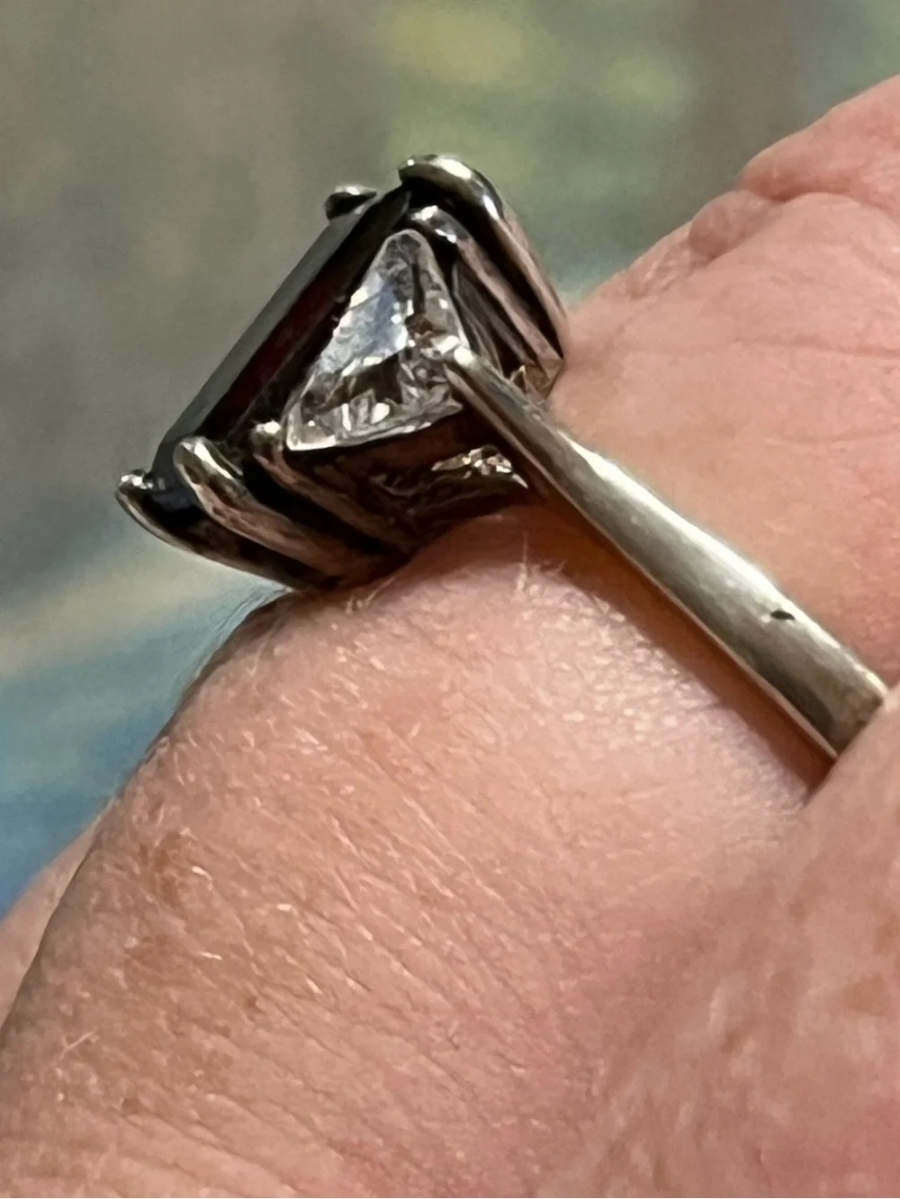 Vintage Sterling Silver 925 Dark Garnet Cubic Zirconia Cocktail Ring - Size 9